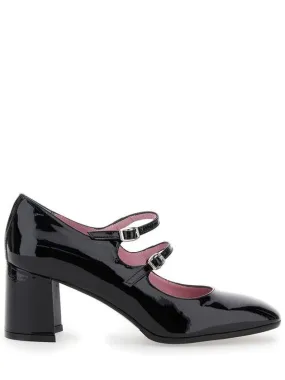 'Alice' Black Pumps With Double Straps In Patent Leather Woman