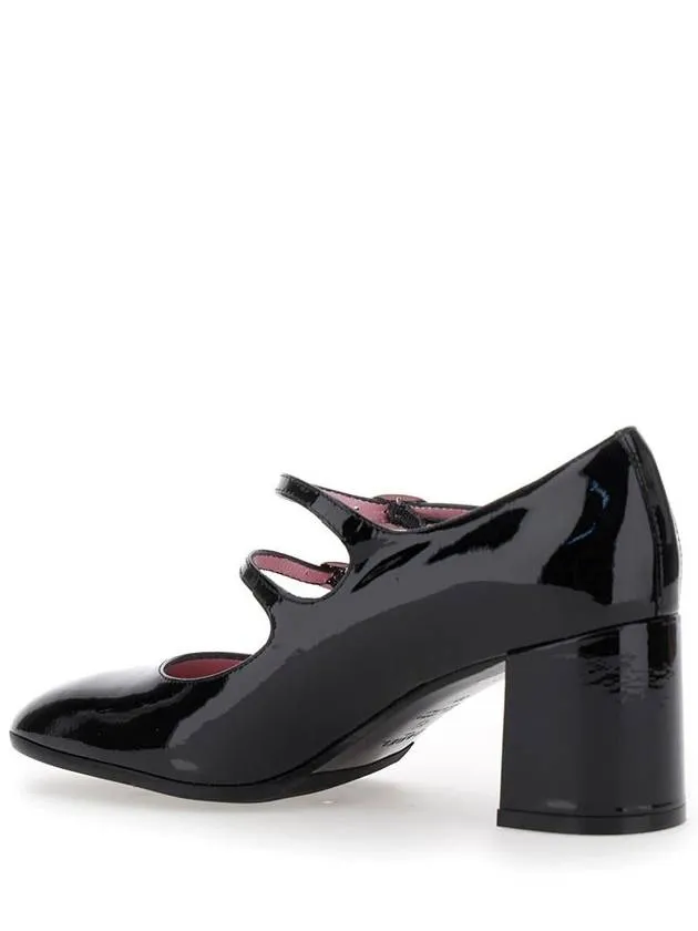 'Alice' Black Pumps With Double Straps In Patent Leather Woman
