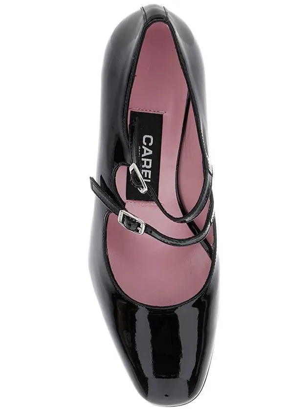 'Alice' Black Pumps With Double Straps In Patent Leather Woman