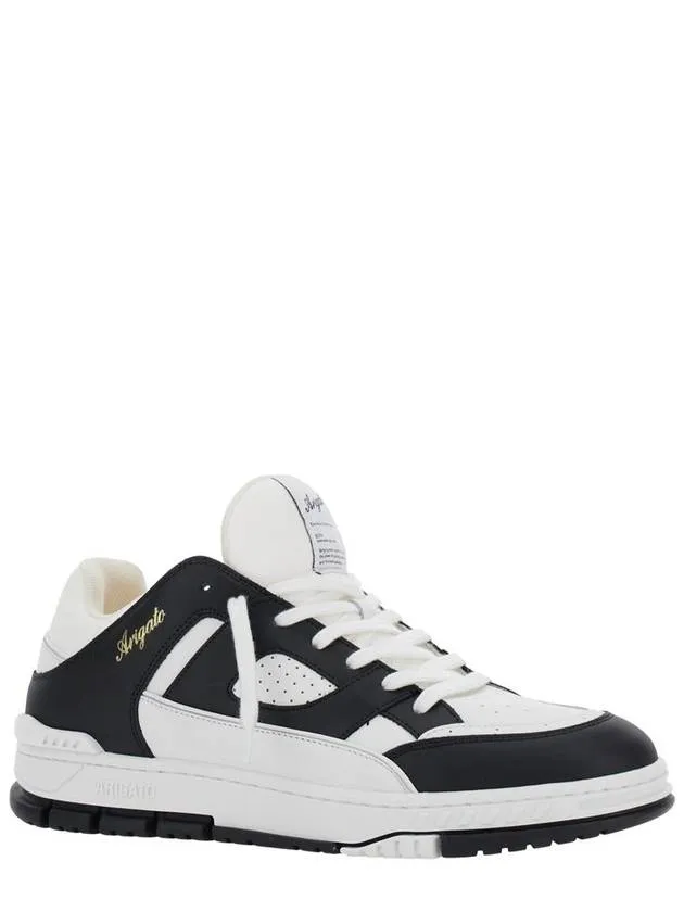 'Area Lo' Black And White Low Top Sneakers With Laminated Leather In Leather Blend Man