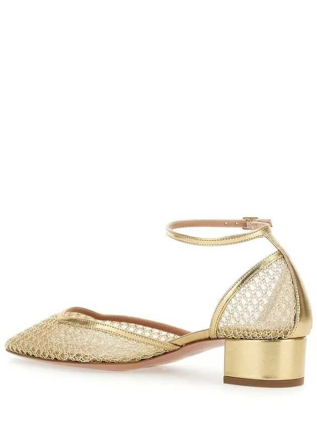 'Asha' Metallic Pumps With Low Block Heel In Mesh Woman