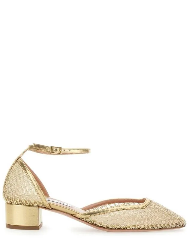 'Asha' Metallic Pumps With Low Block Heel In Mesh Woman