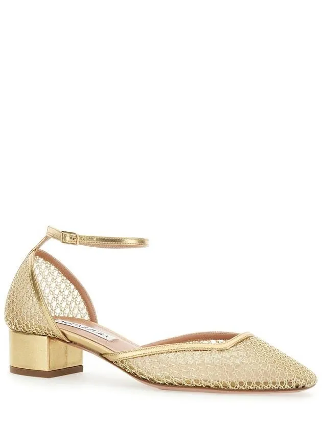 'Asha' Metallic Pumps With Low Block Heel In Mesh Woman