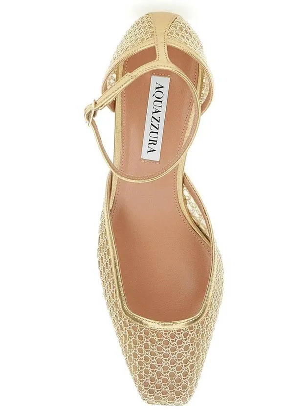 'Asha' Metallic Pumps With Low Block Heel In Mesh Woman