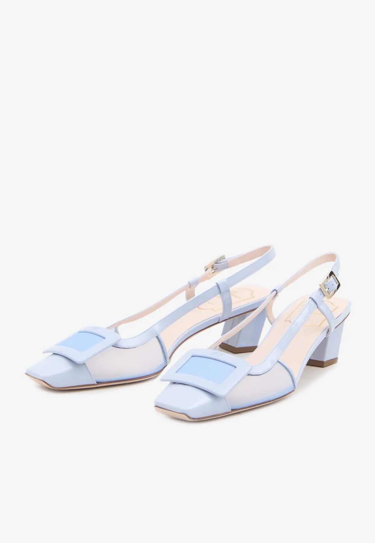Belle Vivier 45 Leather and Mesh Slingback Pumps