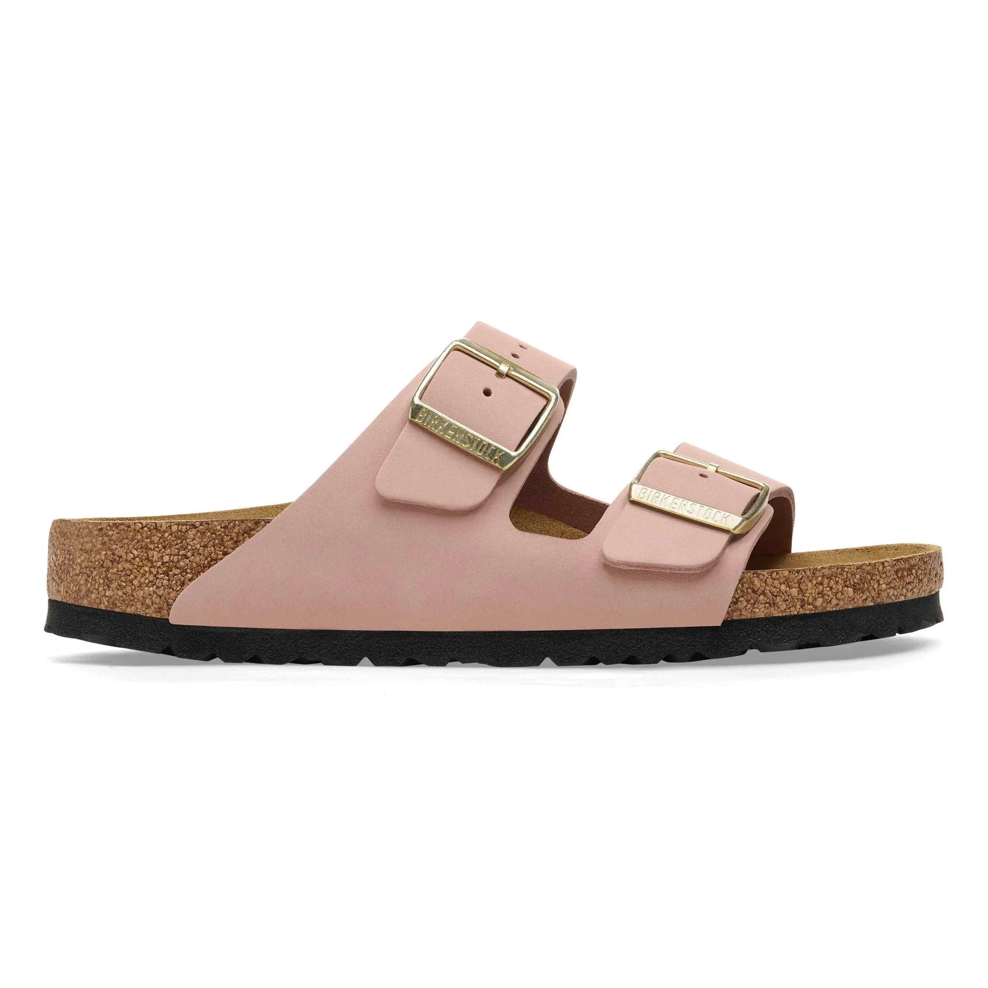 Birkenstock Arizona Leather Ladies Narrow Soft Pink Nubuck Arch Support Buckle Sandals
