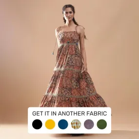 Bohemian Block Print Ankle Length Tier Cotton Dress