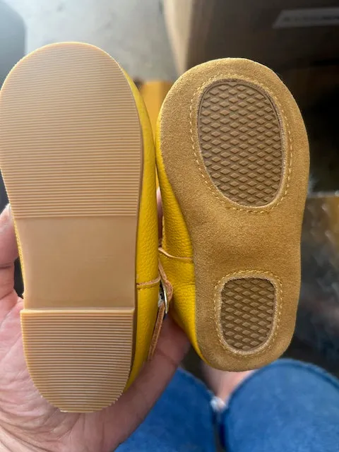 Callista Leather T-Strap Shoe Saffron Yellow
