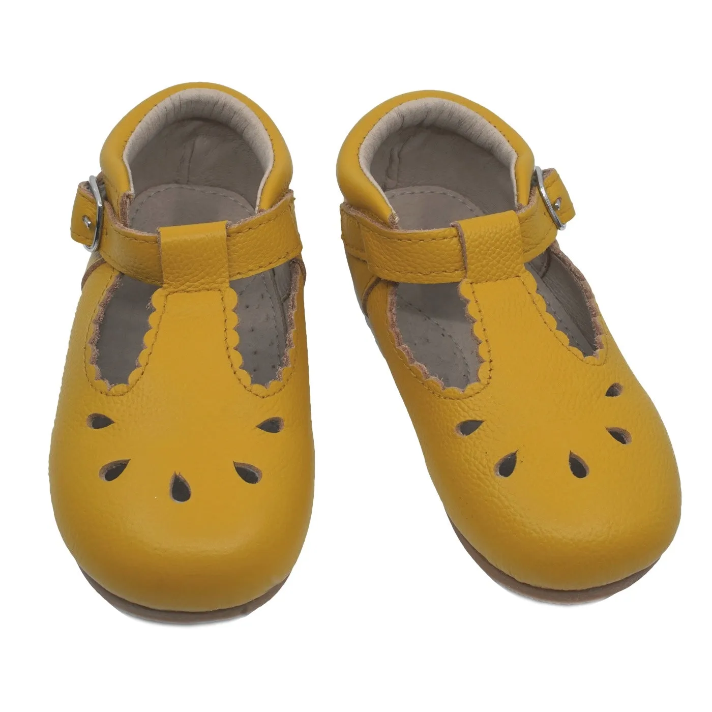 Callista Leather T-Strap Shoe Saffron Yellow