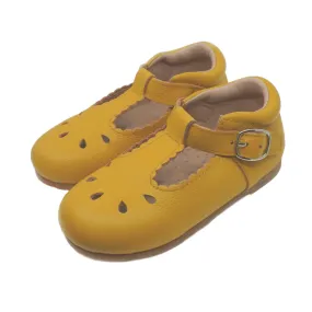 Callista Leather T-Strap Shoe Saffron Yellow