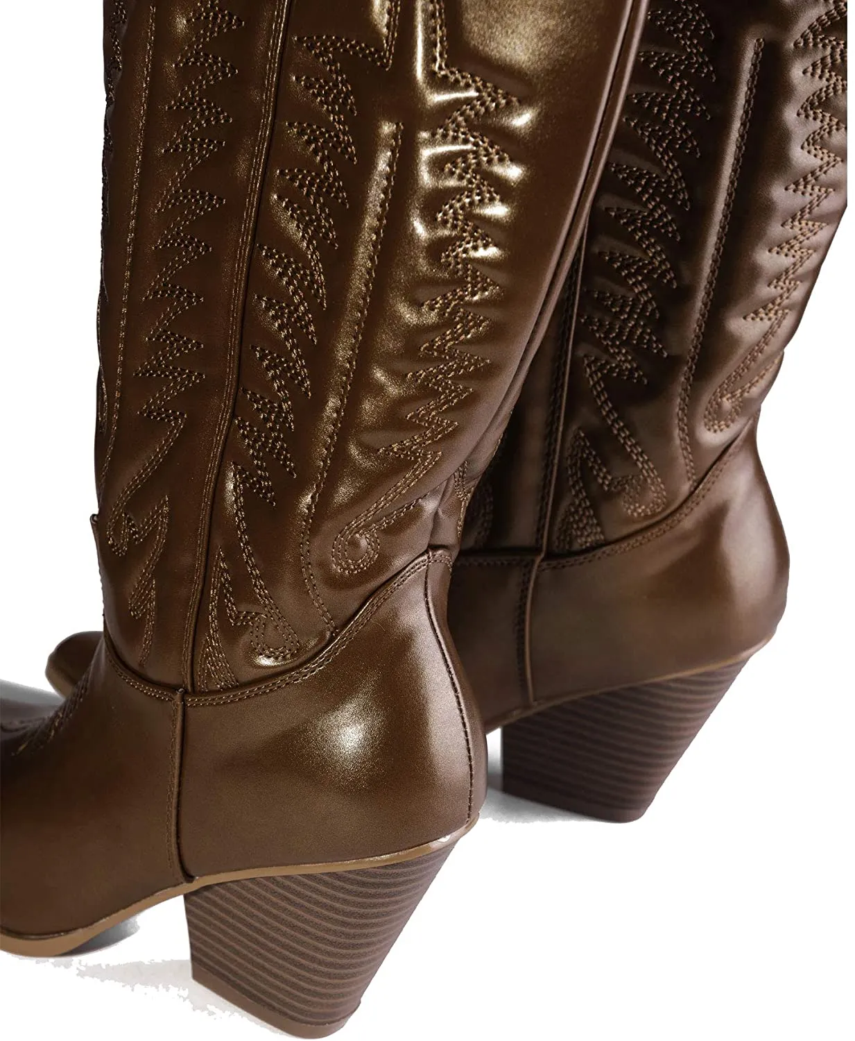 Cape Robbin SOUTHERN BELLE Cowgirl Mid Calf Pointy Toe Boots BROWN (10, BROWN)