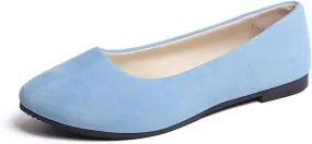 Classic Solid Ballet Flats for Women Comfort Casual Flats Lightweight Slip on Loafers Suede Dress Shoes