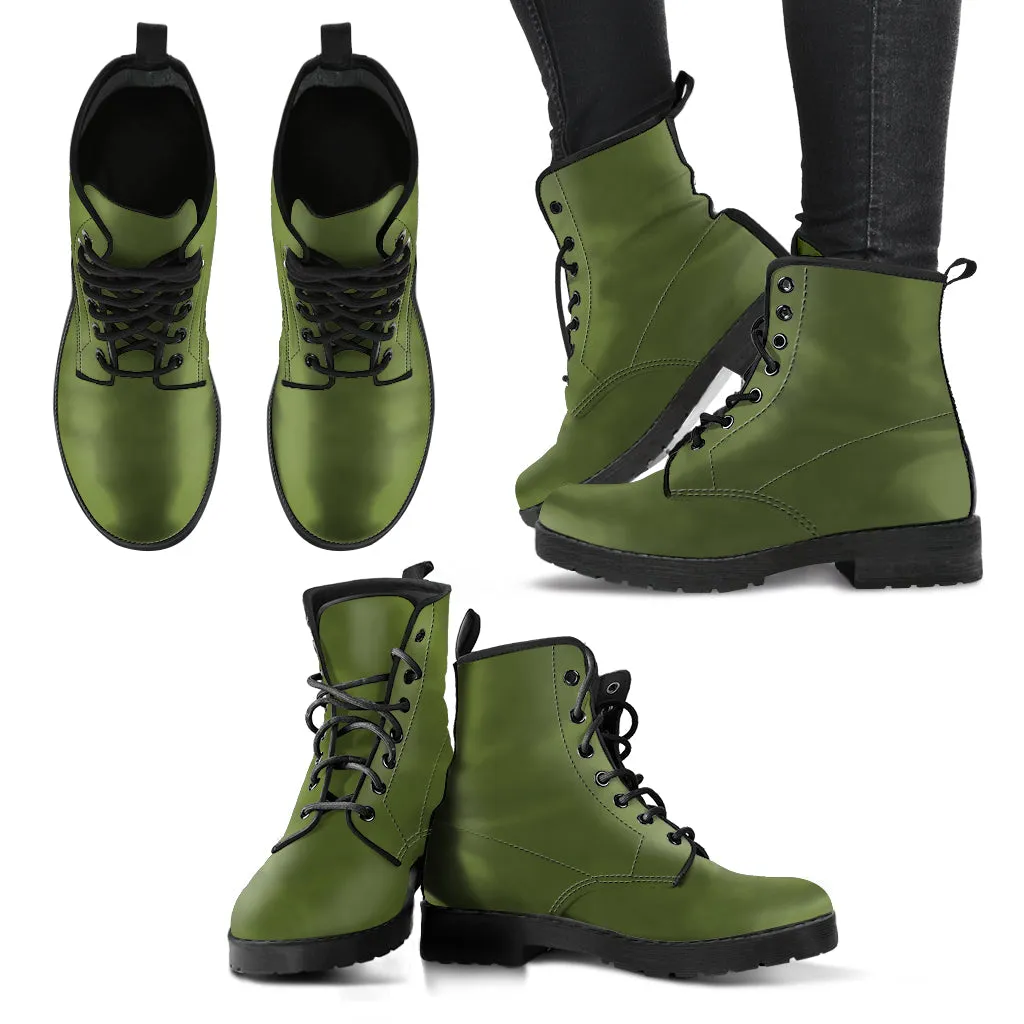 Combat Boots - Army Green | Vegan Leather Lace Up, Handmade Lace Up Boots, Women's Boots, Custom Shoes, Vegan Leather Shoes