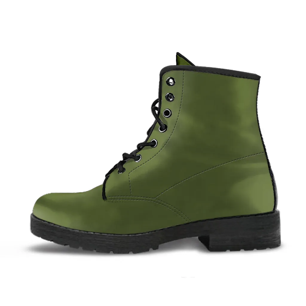 Combat Boots - Army Green | Vegan Leather Lace Up, Handmade Lace Up Boots, Women's Boots, Custom Shoes, Vegan Leather Shoes