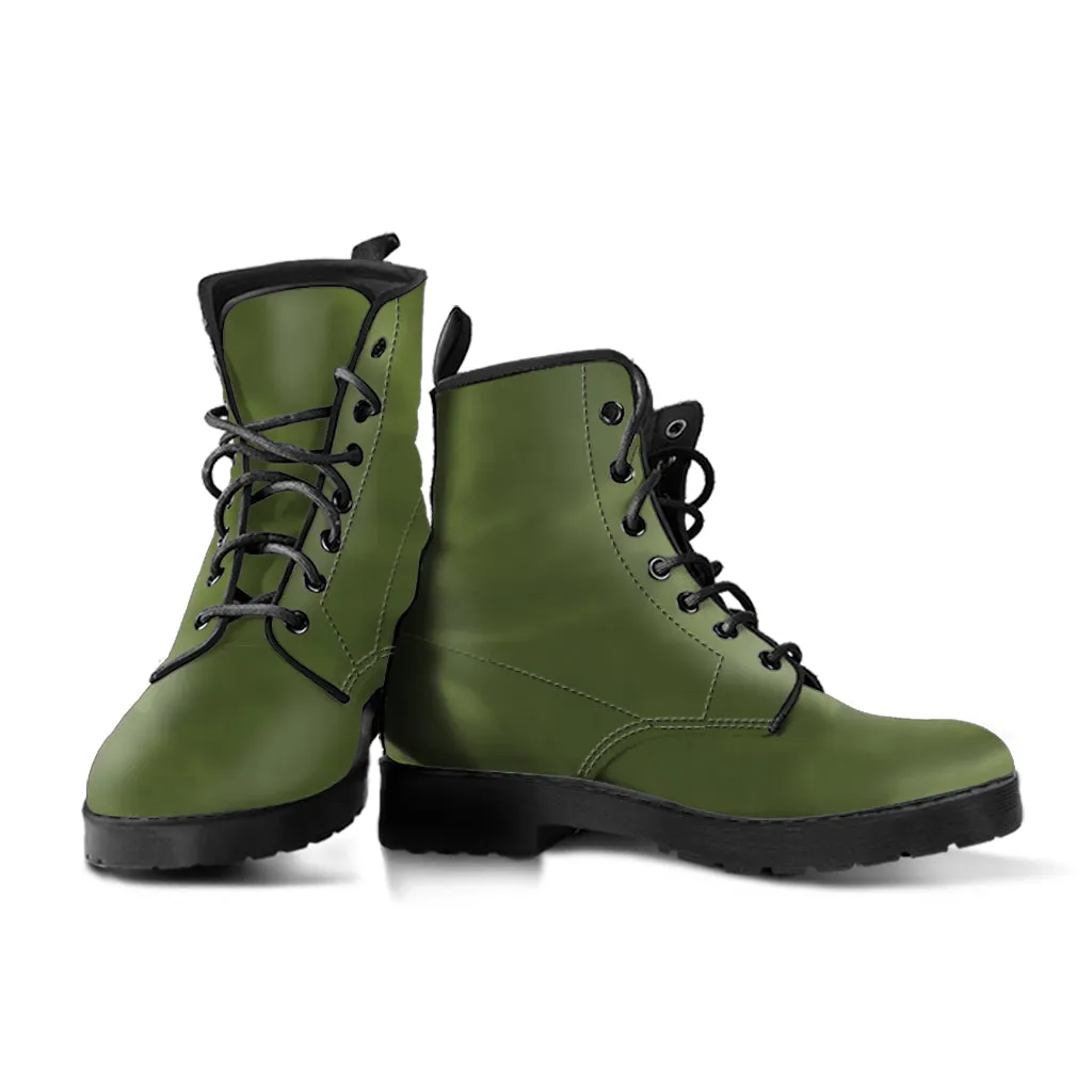 Combat Boots - Army Green | Vegan Leather Lace Up, Handmade Lace Up Boots, Women's Boots, Custom Shoes, Vegan Leather Shoes
