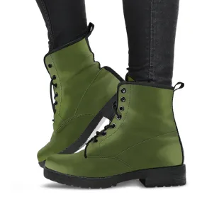 Combat Boots - Army Green | Vegan Leather Lace Up, Handmade Lace Up Boots, Women's Boots, Custom Shoes, Vegan Leather Shoes