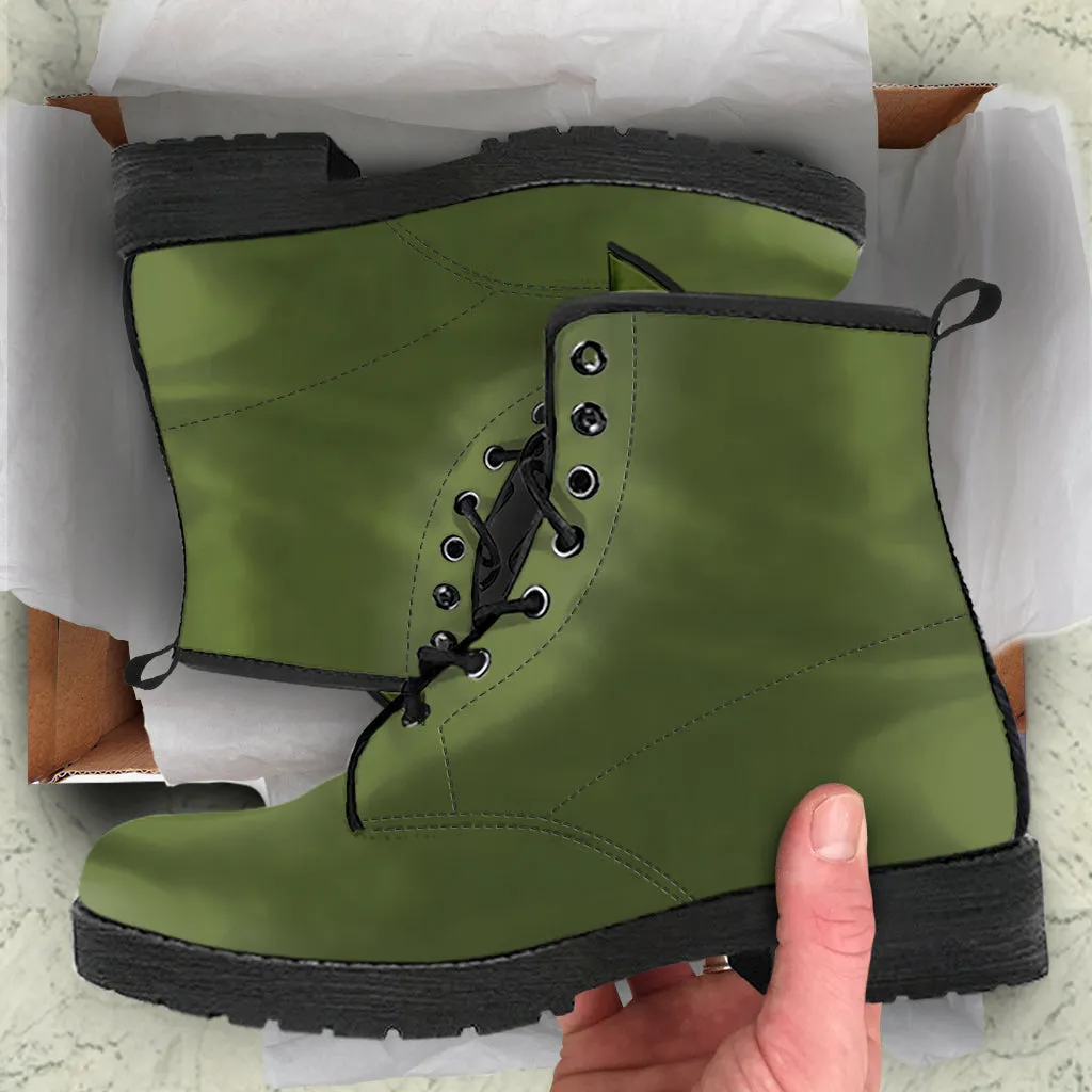 Combat Boots - Army Green | Vegan Leather Lace Up, Handmade Lace Up Boots, Women's Boots, Custom Shoes, Vegan Leather Shoes