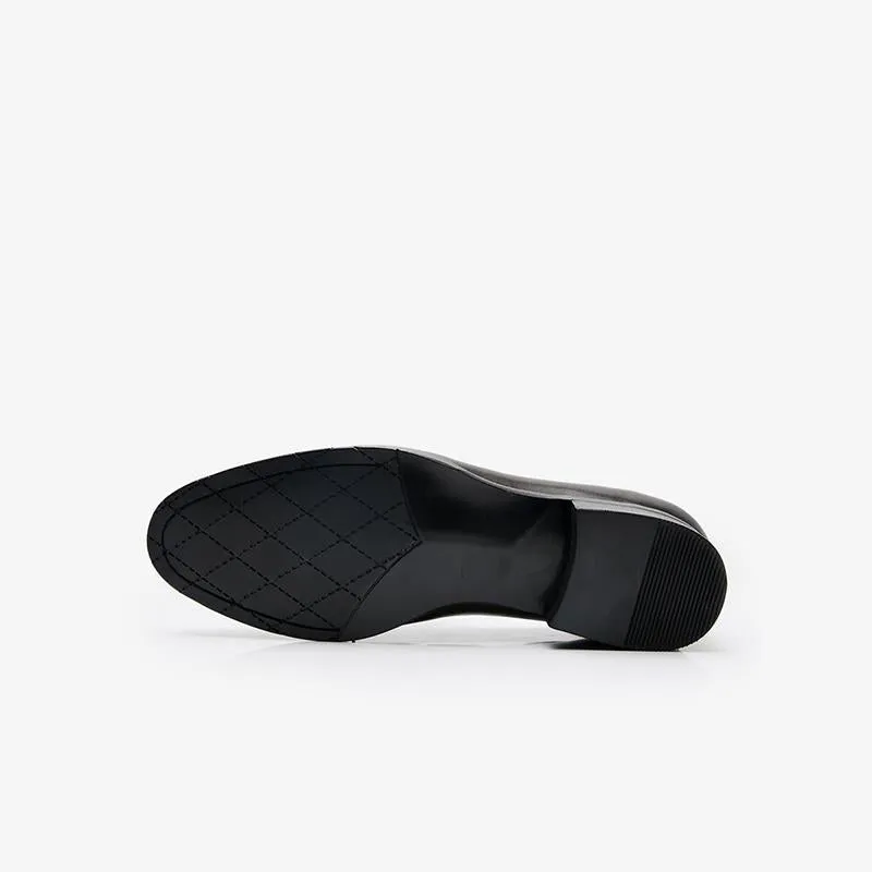 Cowhide Slip-On Loafers with Tassel Detail