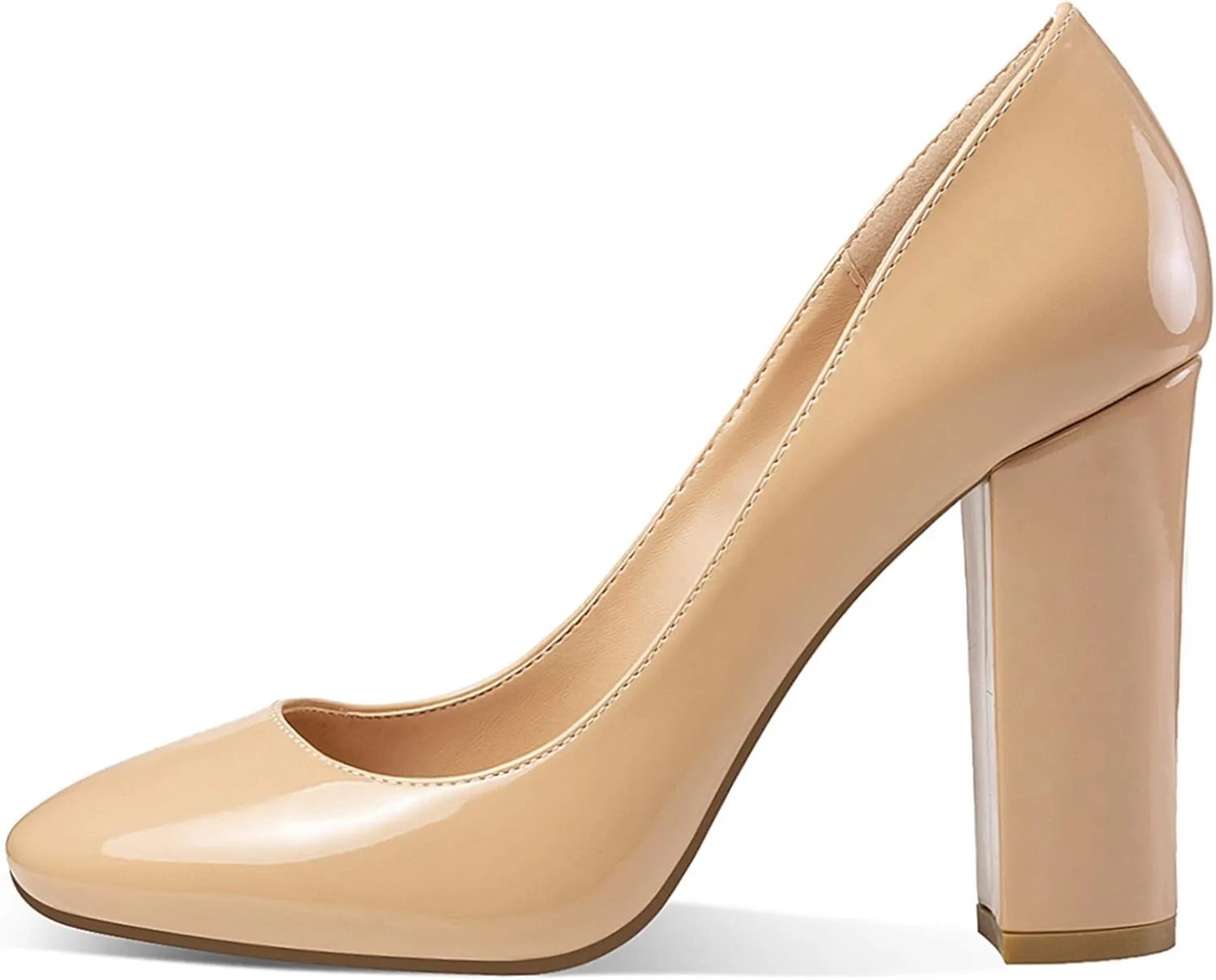 Eldof Women's Block Heel Pumps 4inches Round Toe Sexy Heels Elegant Comfort Classic High Heels Office Wedding Shoes