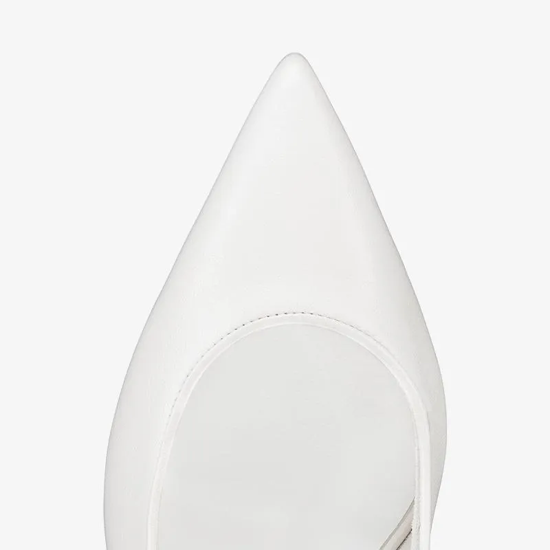 Elegant White Leather Slingback Pumps