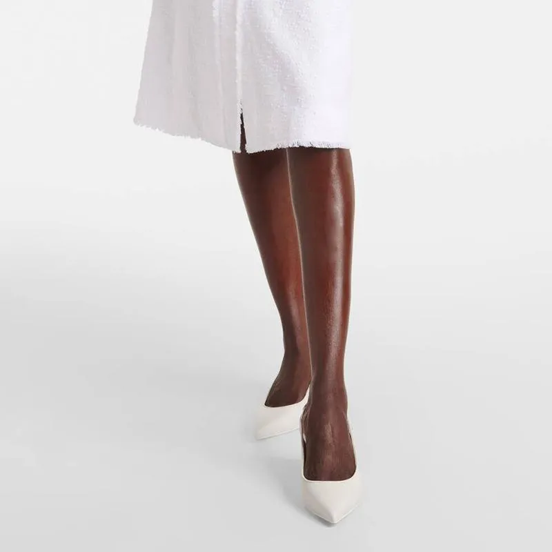 Elegant White Leather Slingback Pumps