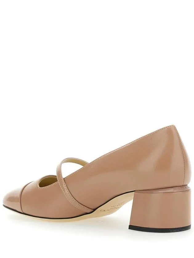 'Elisa' Pink Pumps With Strap Closure With Button In Leather Blend Woman