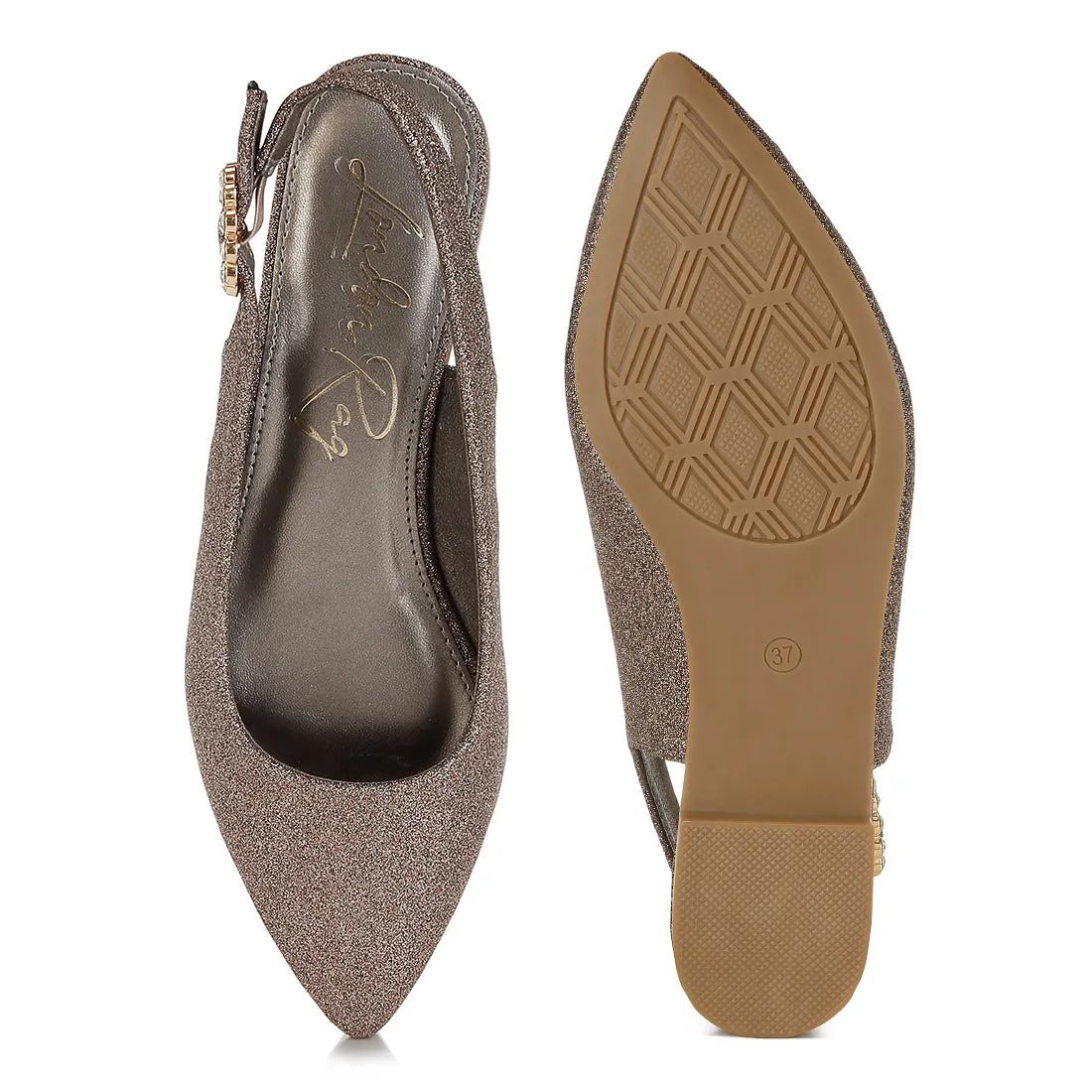 Glitter Slingback Flat Sandals