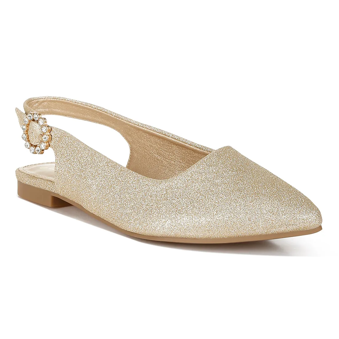 Glitter Slingback Flat Sandals