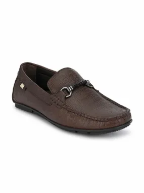 HITZ8304 Men's Brown Leather Casual Slip-On Shoes