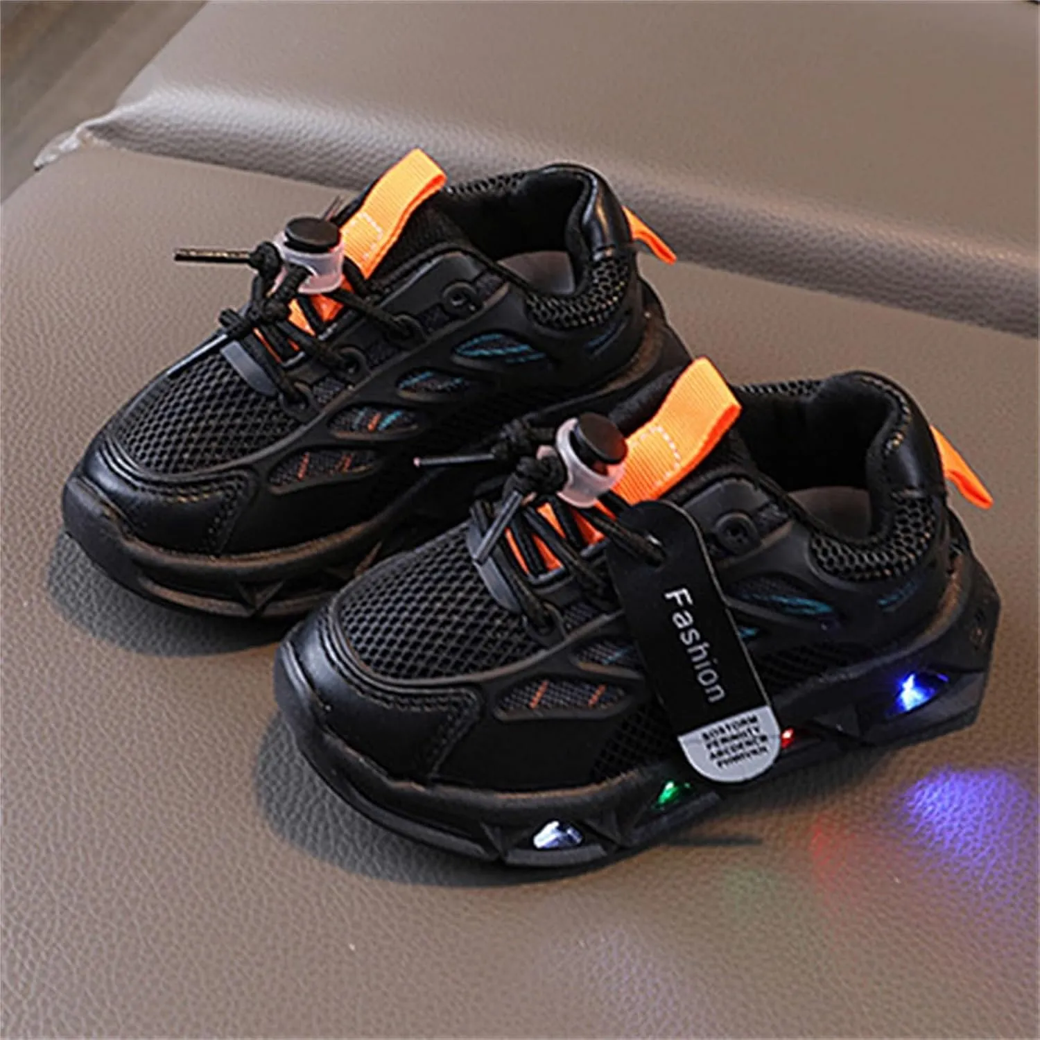 Kids LED Light Sneakers Boys Girls Adjustable Strap Luminous Sport Walking Shoes Mesh Breathable Running Shoes