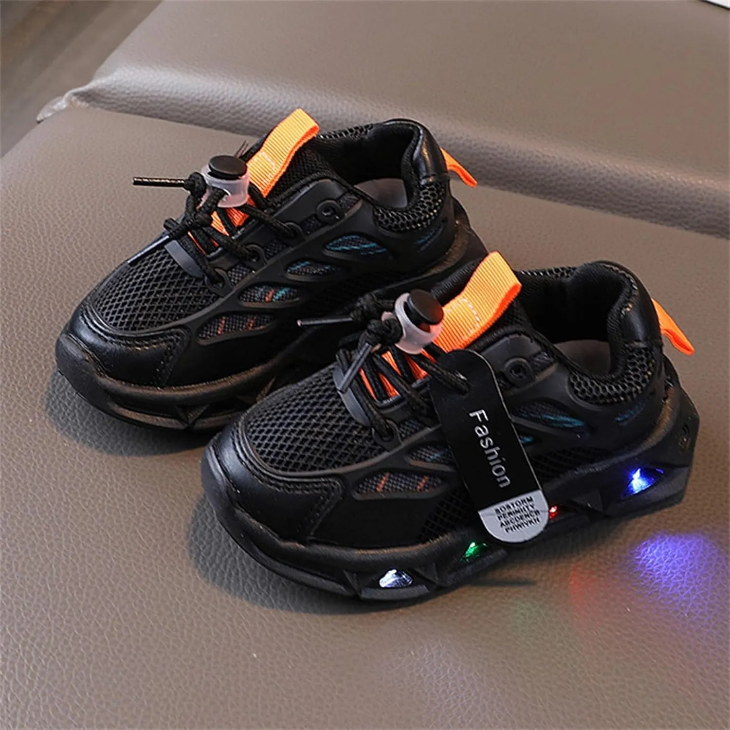 Kids LED Light Sneakers Boys Girls Adjustable Strap Luminous Sport Walking Shoes Mesh Breathable Running Shoes