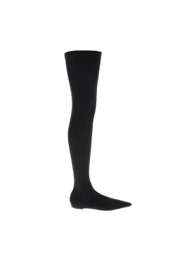 Lace-Up Leather Thigh-High Boots