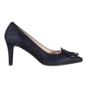 Ladies Genuine Leather with Fabric Elegant Court Heel in Casanova Blu by Aliverti  (MDF57388)