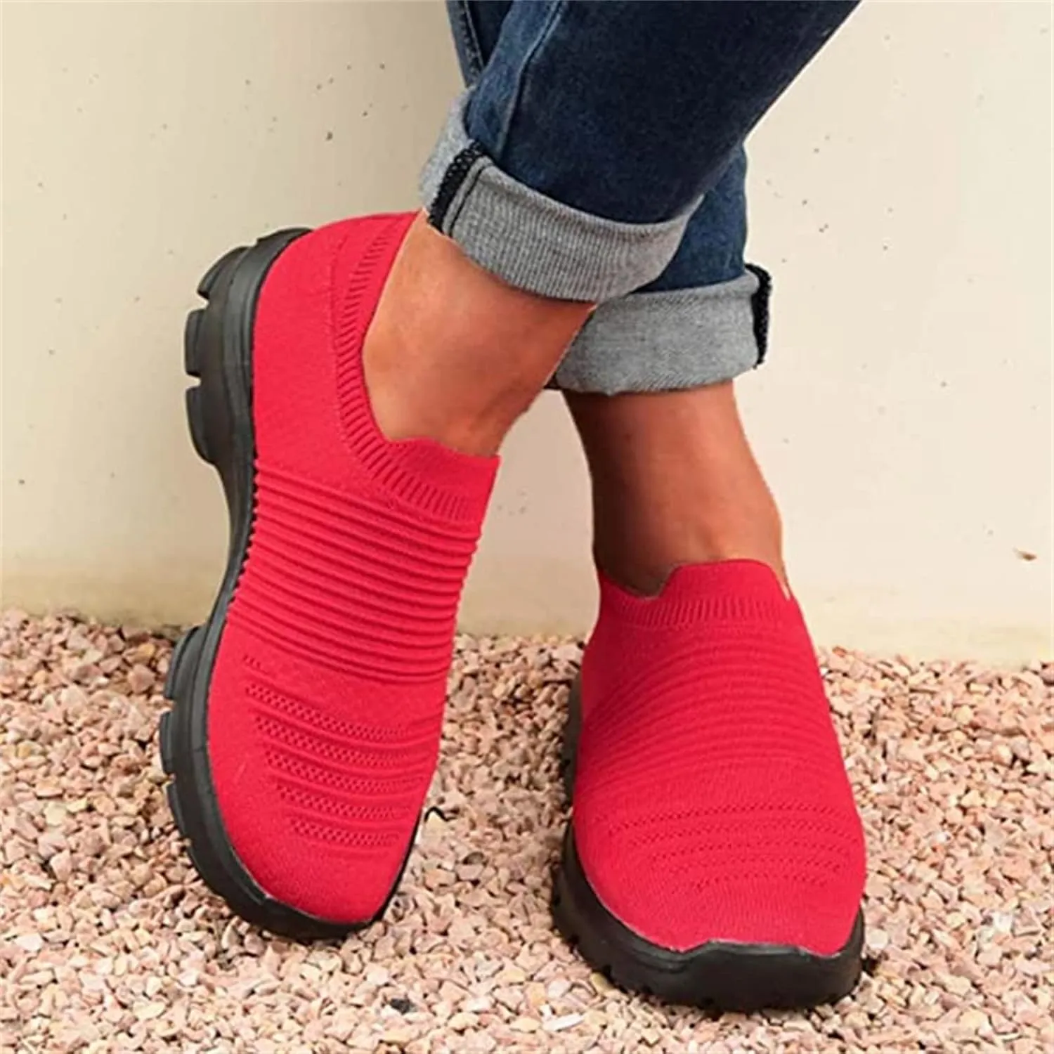 Ladmiple Walking Shoes Women Arch Support Slip On Sneakers Breathable Athletic Workout Tennis Running Shoes Gym Sneakers