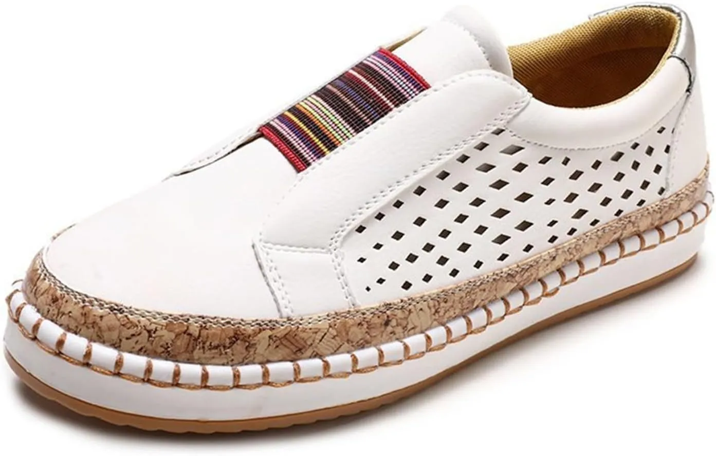 Lausiuoe Sneakers For Women Wide Width 8.5 Women Comfortable Casual Fashion Sneakers Walking Shoes Classic Fall Lightweight Soft Breathable Slip On Low Top Canvas Flat Loafers White