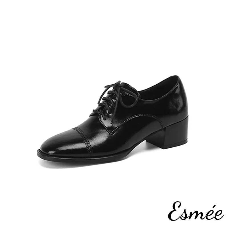 Leather High Heel Oxford Shoes
