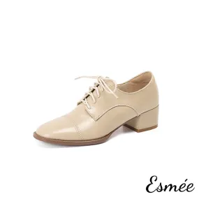 Leather High Heel Oxford Shoes