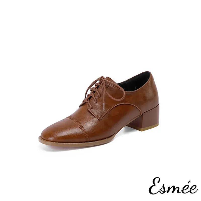 Leather High Heel Oxford Shoes