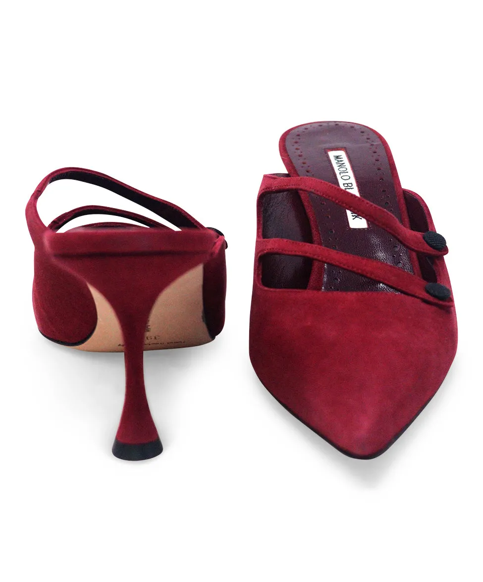 Manolo Blahnik Burgundy Suede Heels sz 9.5