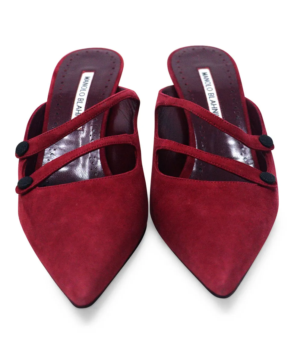 Manolo Blahnik Burgundy Suede Heels sz 9.5