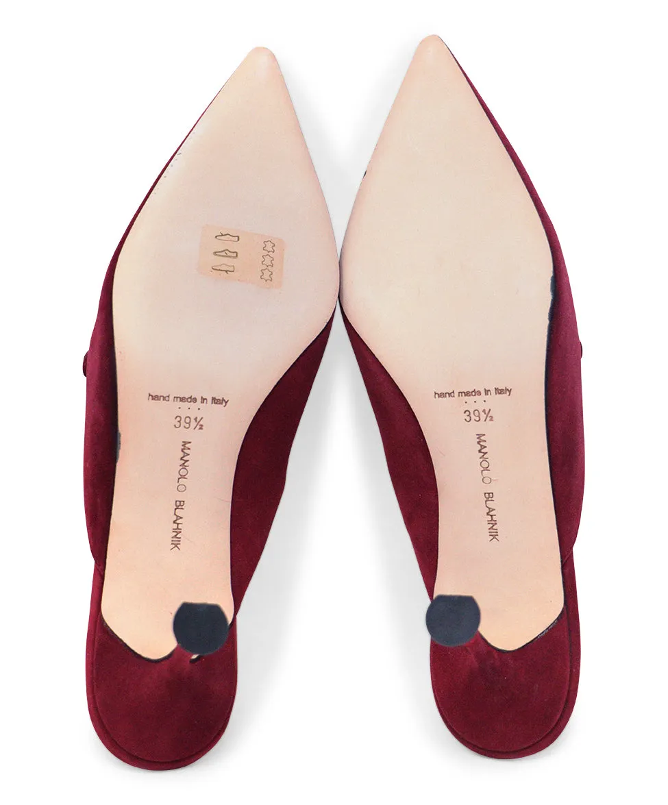 Manolo Blahnik Burgundy Suede Heels sz 9.5
