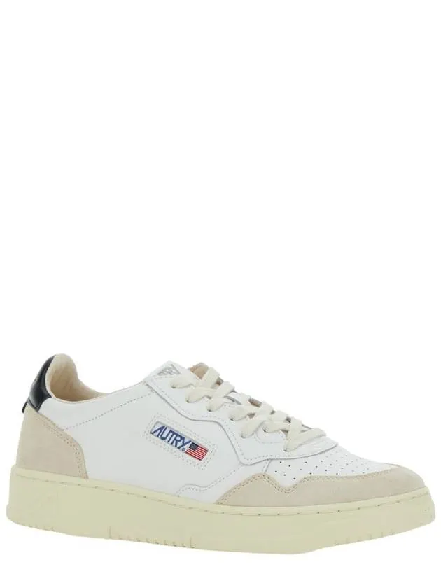 'Medalist' White Low Top Sneakers With Beige Suede Details In Leather Man