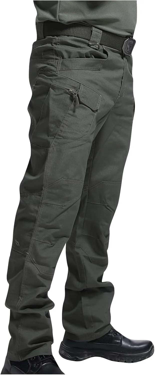 Men's Military Tactical Cargo Pants Water Resistant Relaxed Fit Outdoor Hiking Trousers Combat Army Cargo Work Pants