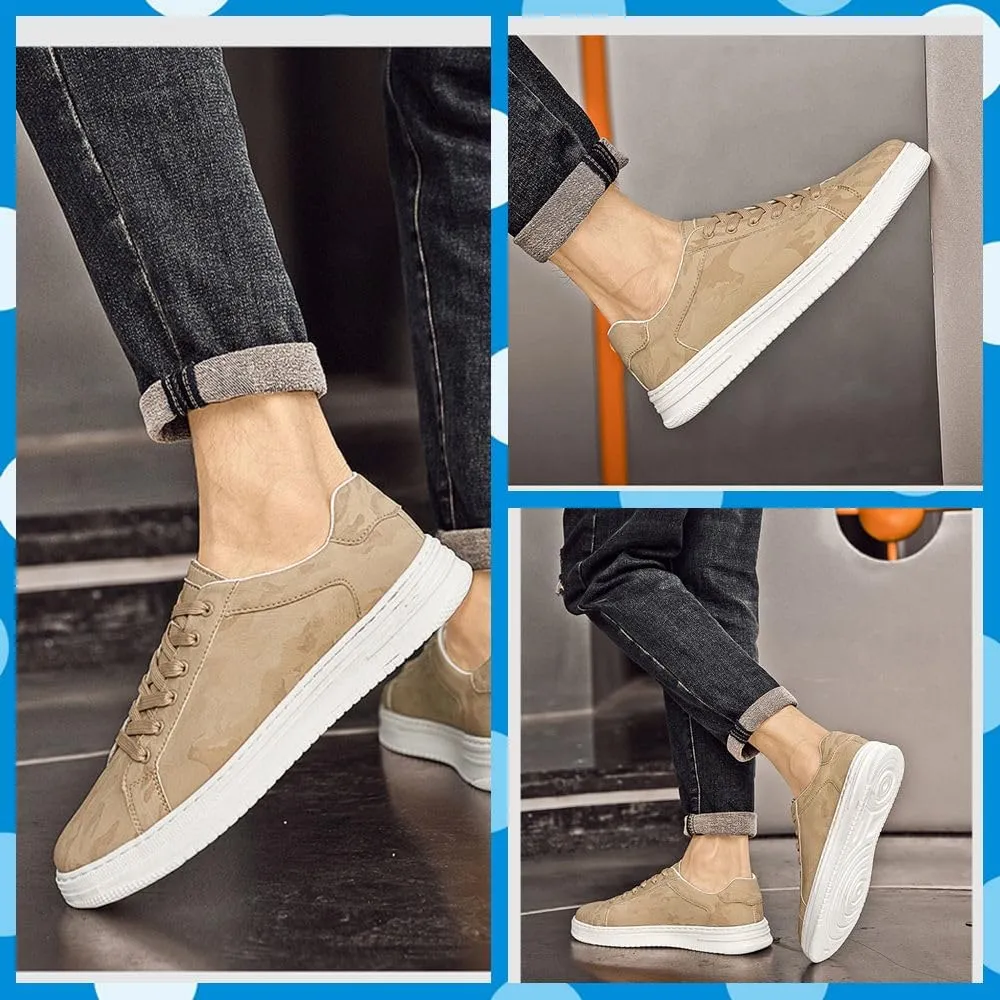 Men's Sneakers – Stylish Leather Dress Shoes with Hidden Lifts, Breathable, Lightweight, Non-Slip for Business, Walking & Driving