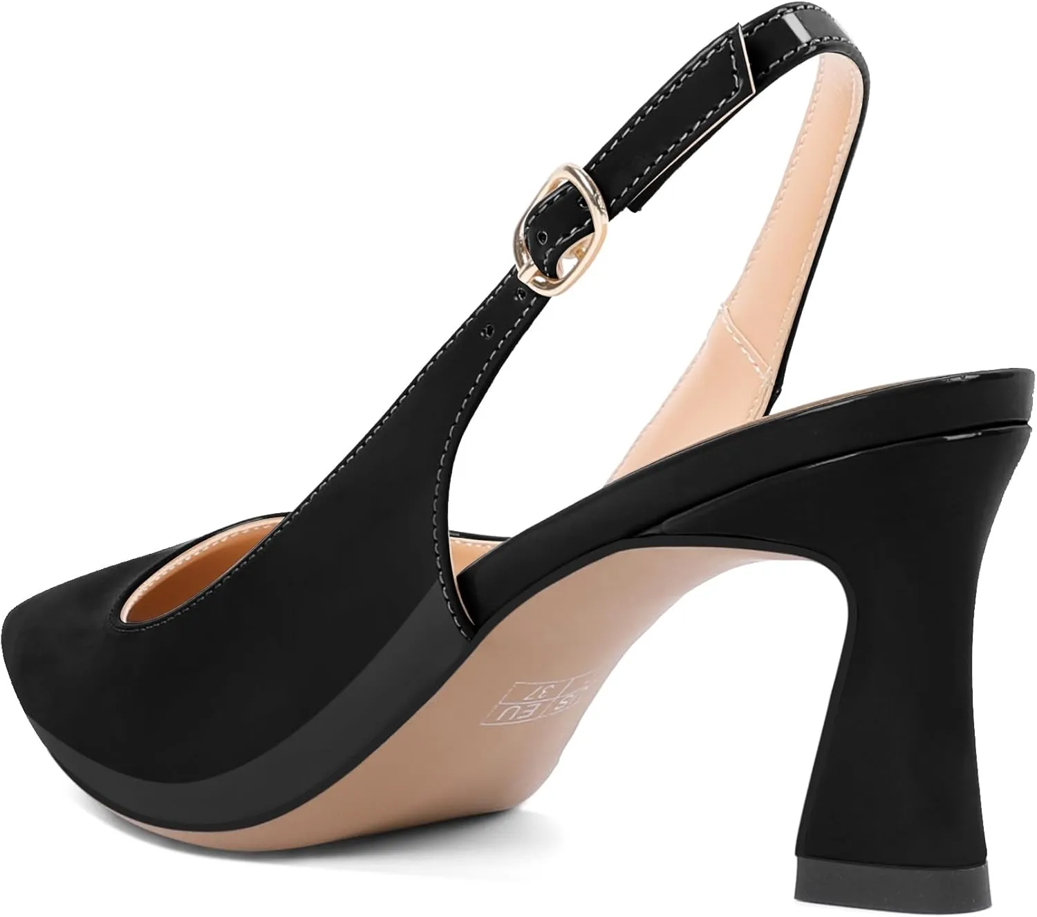 Mettesally Womens Slingback Heels Low Kitten Pumps Pointed Toe 2.5 Inch Elegant Office Dress Shoes