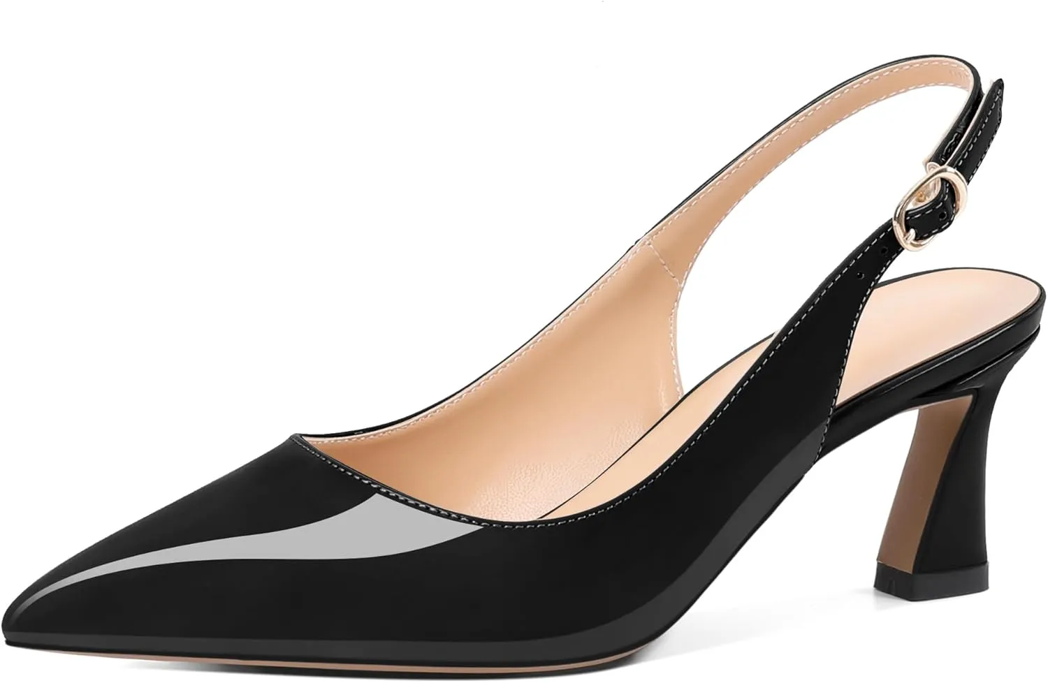 Mettesally Womens Slingback Heels Low Kitten Pumps Pointed Toe 2.5 Inch Elegant Office Dress Shoes