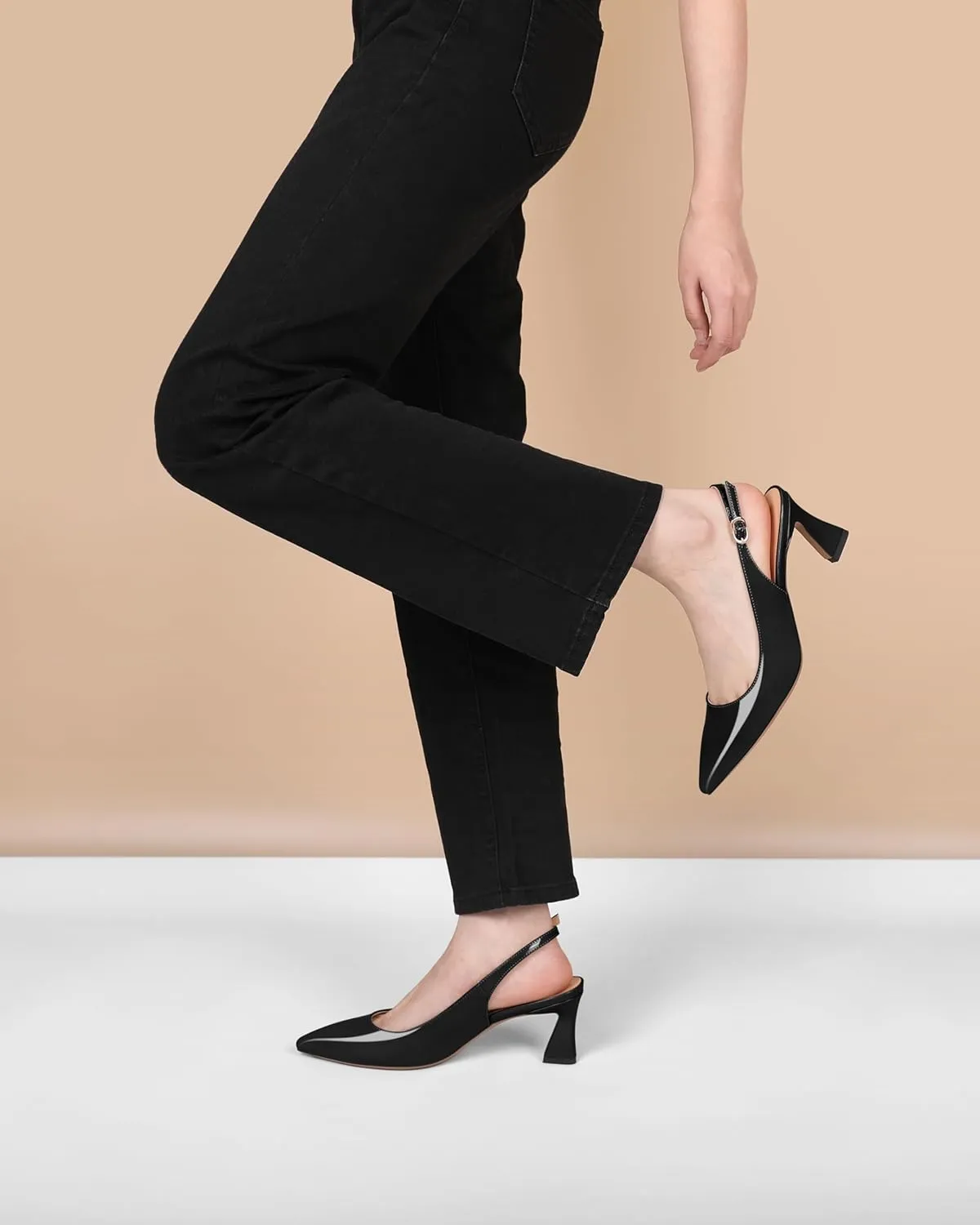 Mettesally Womens Slingback Heels Low Kitten Pumps Pointed Toe 2.5 Inch Elegant Office Dress Shoes
