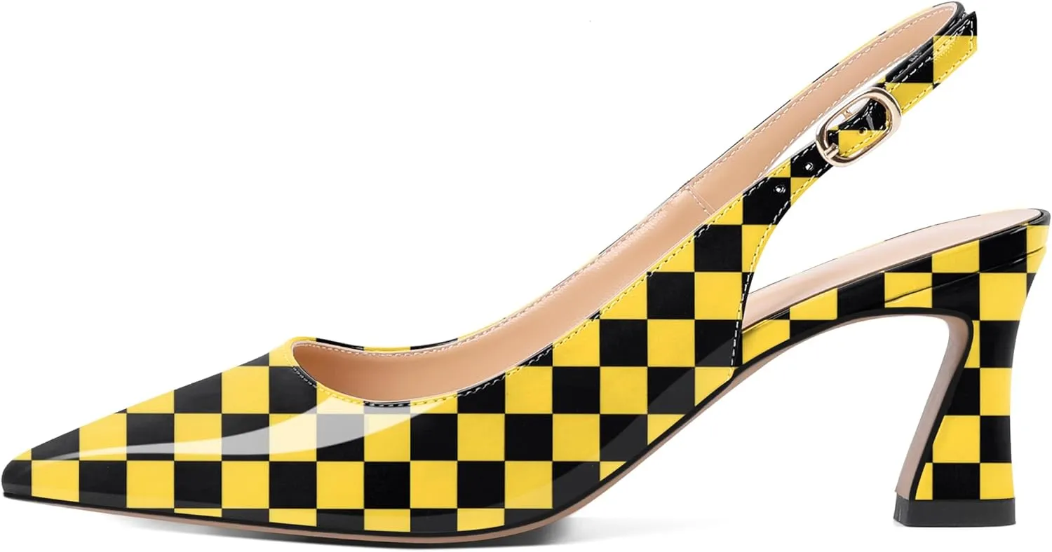 Mettesally Womens Slingback Heels Low Kitten Pumps Pointed Toe 2.5 Inch Elegant Office Dress Shoes