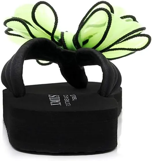 MIOKE Women's Bohemian Bowknot Flipflops Sandals Fashion Comfy Nonslip Platform Summer Beach Thong Sandal