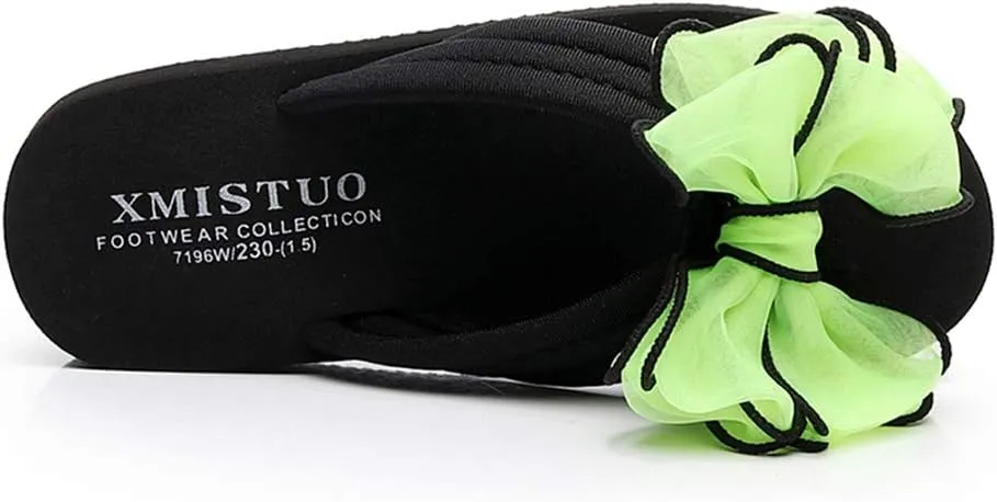 MIOKE Women's Bohemian Bowknot Flipflops Sandals Fashion Comfy Nonslip Platform Summer Beach Thong Sandal